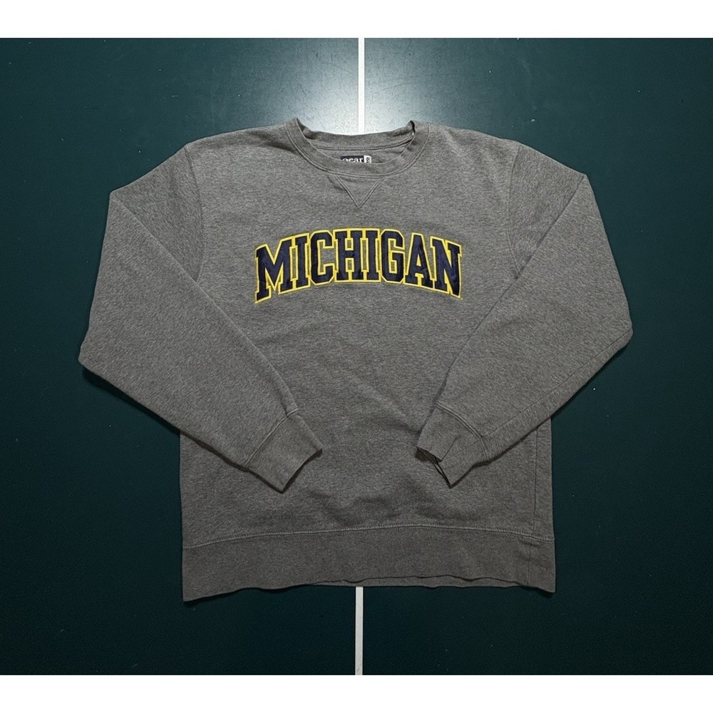 Vintage 90s Michigan Wolverines Crewneck Sweatshirt Mens Medium Gray Embroidered